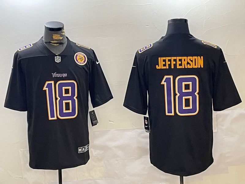 Men Minnesota Vikings 18 Jefferson Black 2024 Nike Limited NFL Jersey style 2